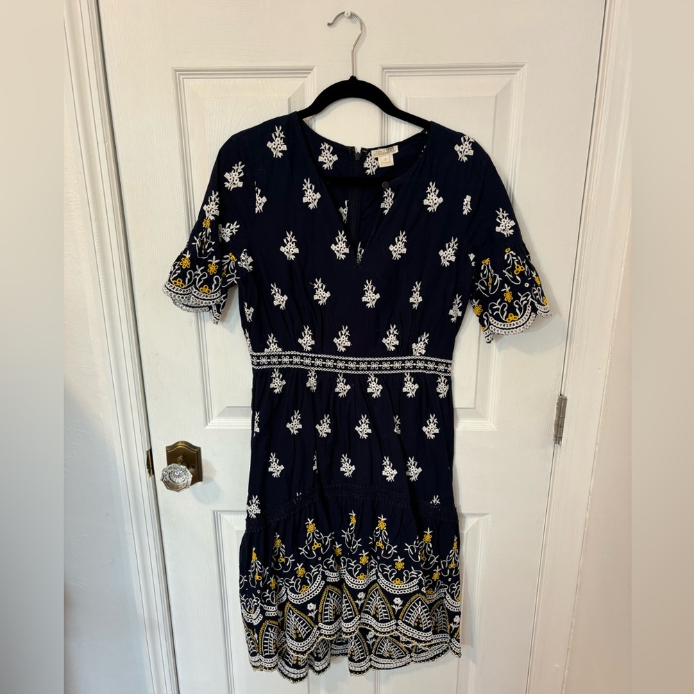 Navy blue embroidered dress